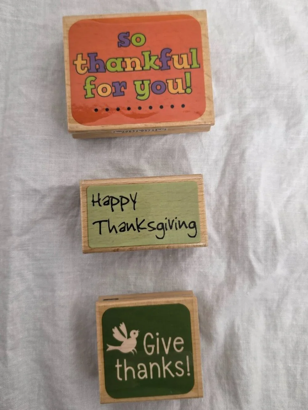 Happy Thanksgiving Set of 3 Wood Block Stamps Allison Wong Card Making Studio G